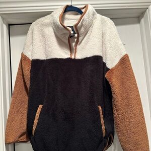 Quarter zip block color sherpa